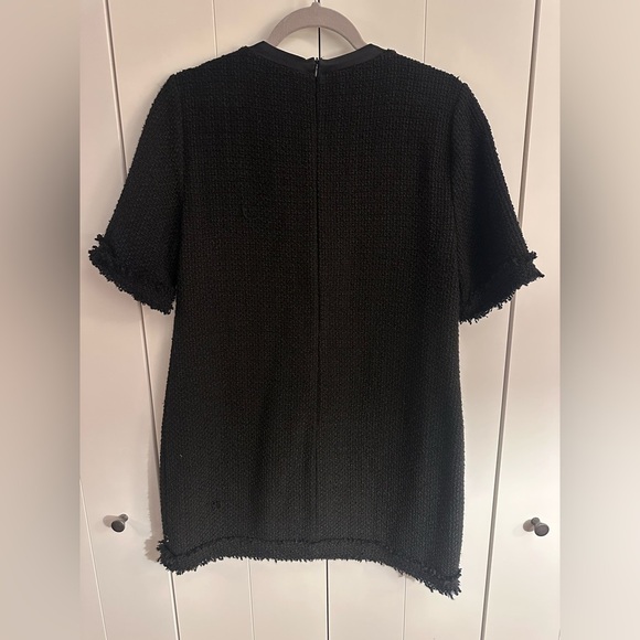 Zara Black Bouclé Mini Dress with Satin Bow | Size M - Picture 3 of 3